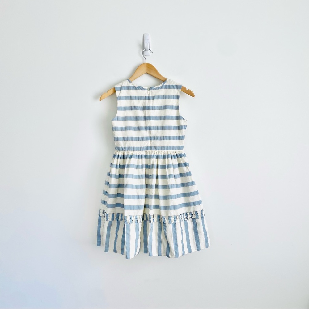 Mini Boden Textured Stripe Ruffle Dress - Picture 6 of 10
